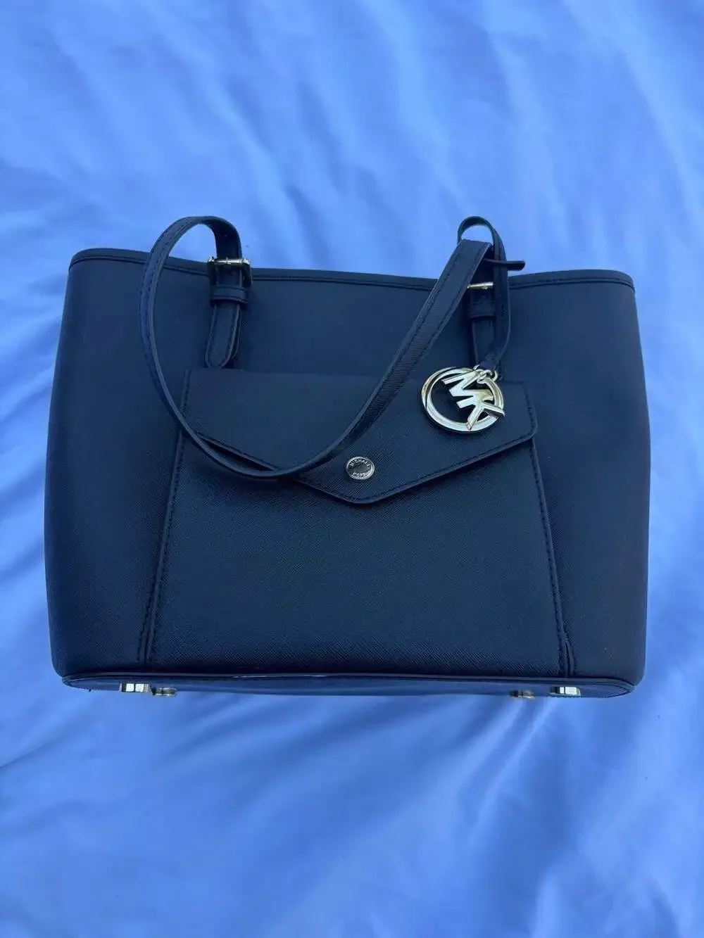 Michael Kors Jet Set Medium Saffiano Leather Snap Pocket Tote Bag